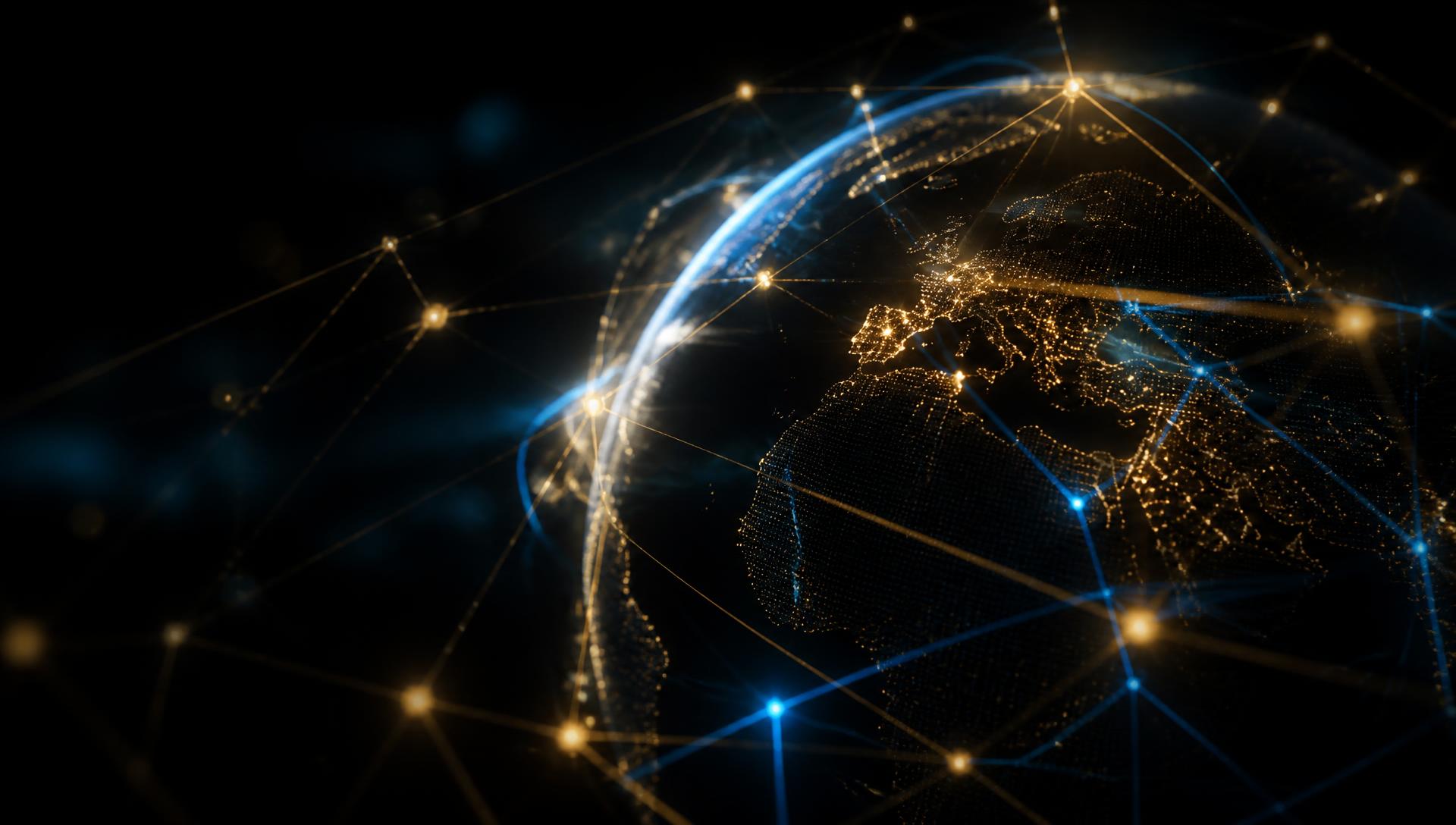 Abstract global network of connected businesses