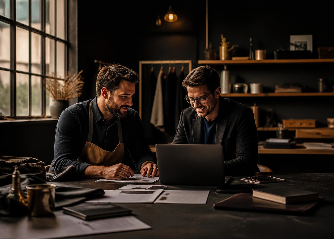A small business owner and a consultant planning growth together